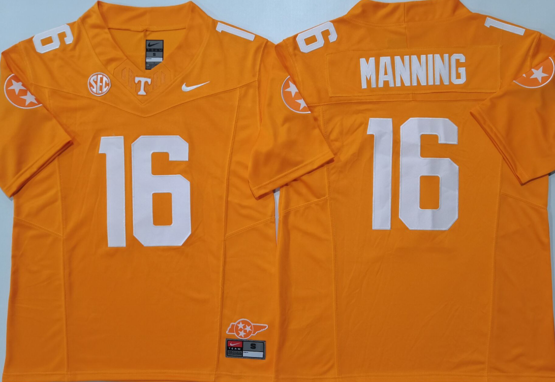 Tennessee Volunteers Orange #16 MANNING Jersey