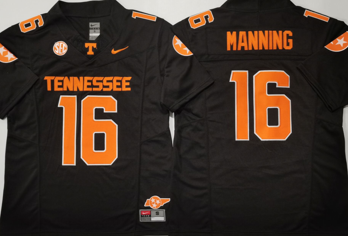 Tennessee Volunteers Black #16 MANNING Jersey