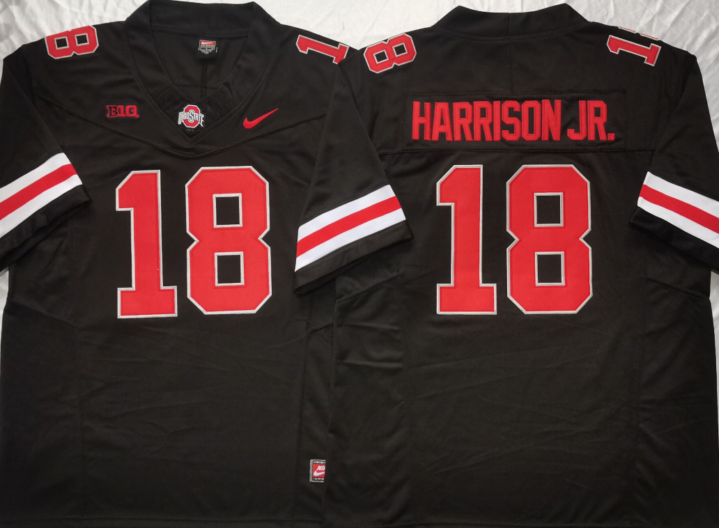 Ohio State Buckeyes Black #18 HARRISON JR. Jersey
