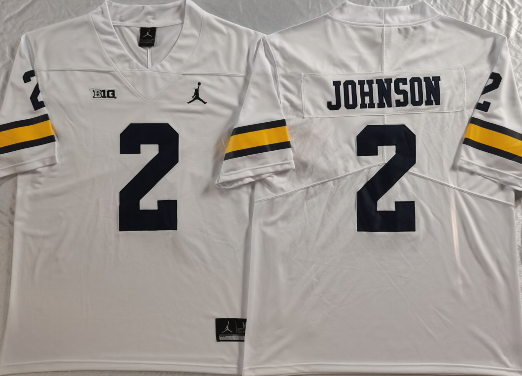 Michigan Wolverines White #2 JOHNSON Jersey