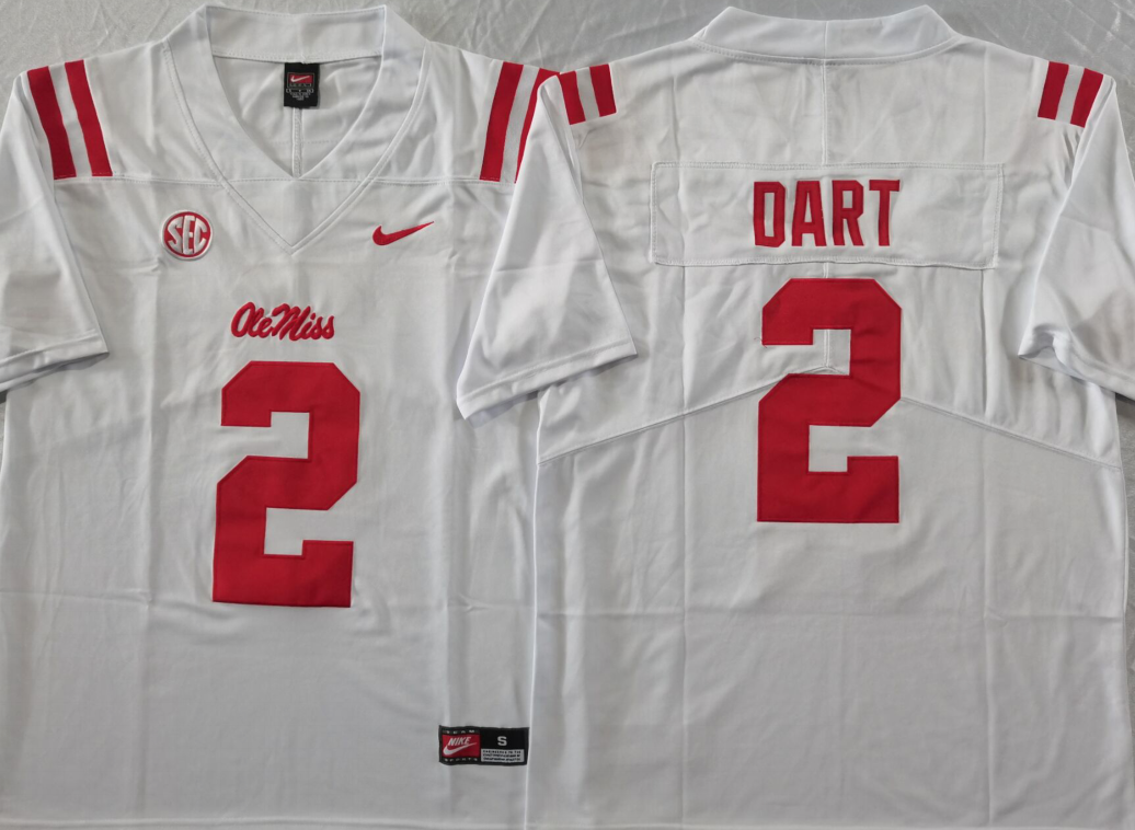 Ole Miss Rebels White #2 DART Jersey