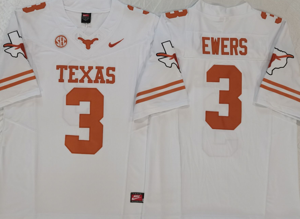 Texas Longhorns White #3 EWERS Jersey