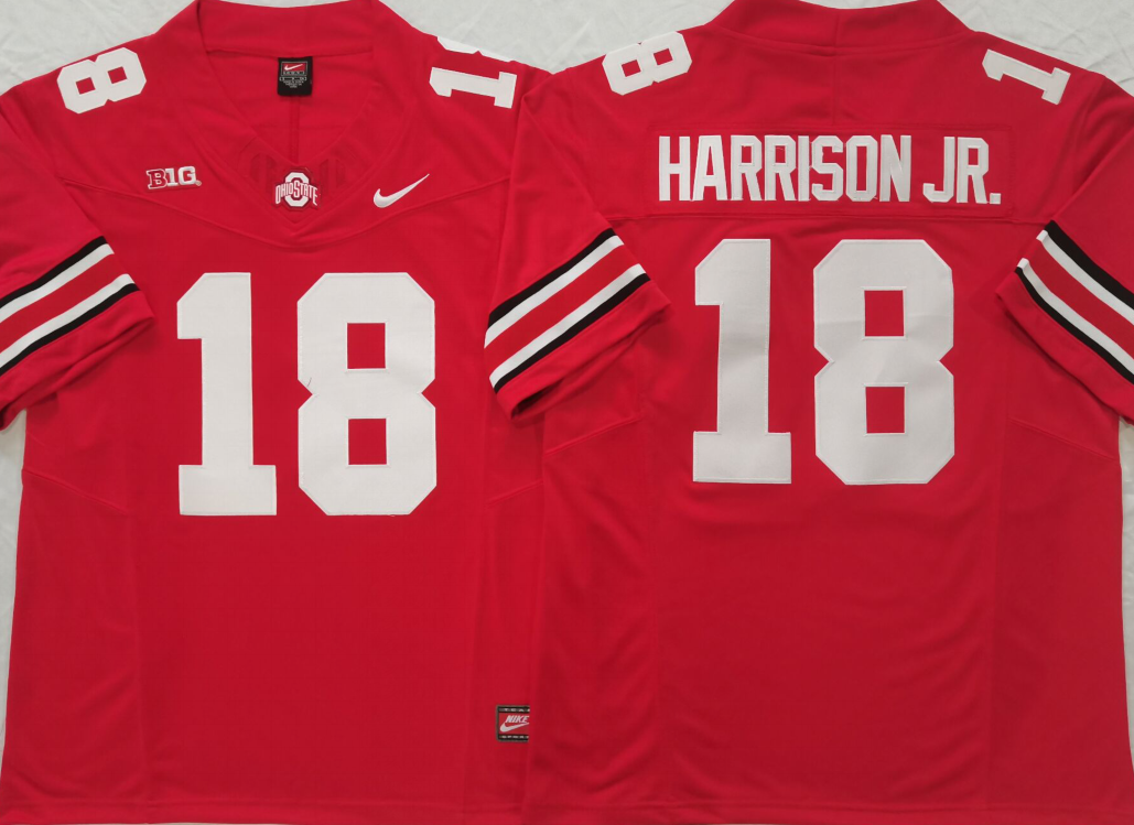 Ohio State Buckeyes Red #18 HARRISON JR. Jersey