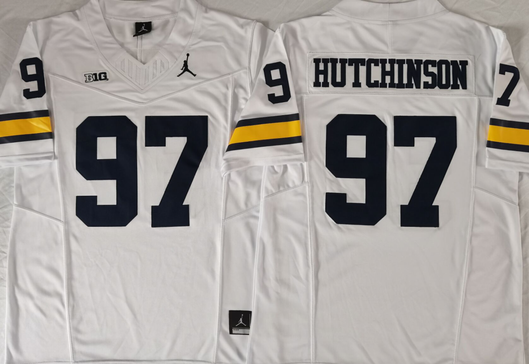 Michigan Wolverines White #97 HUTCHINSON Jersey