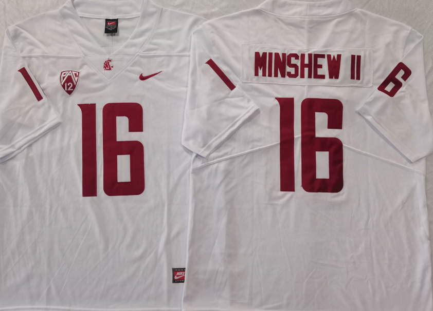 WASHINGTON STATE COUGARS White #16 MINSHEW II Jersey