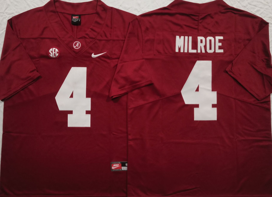 Alabama Crimson Tide Red #4 MILROE Jersey