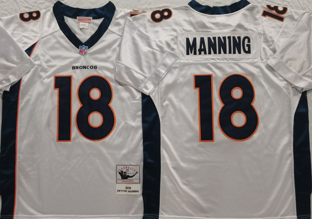 Denver Broncos White #18 MANNING Jersey