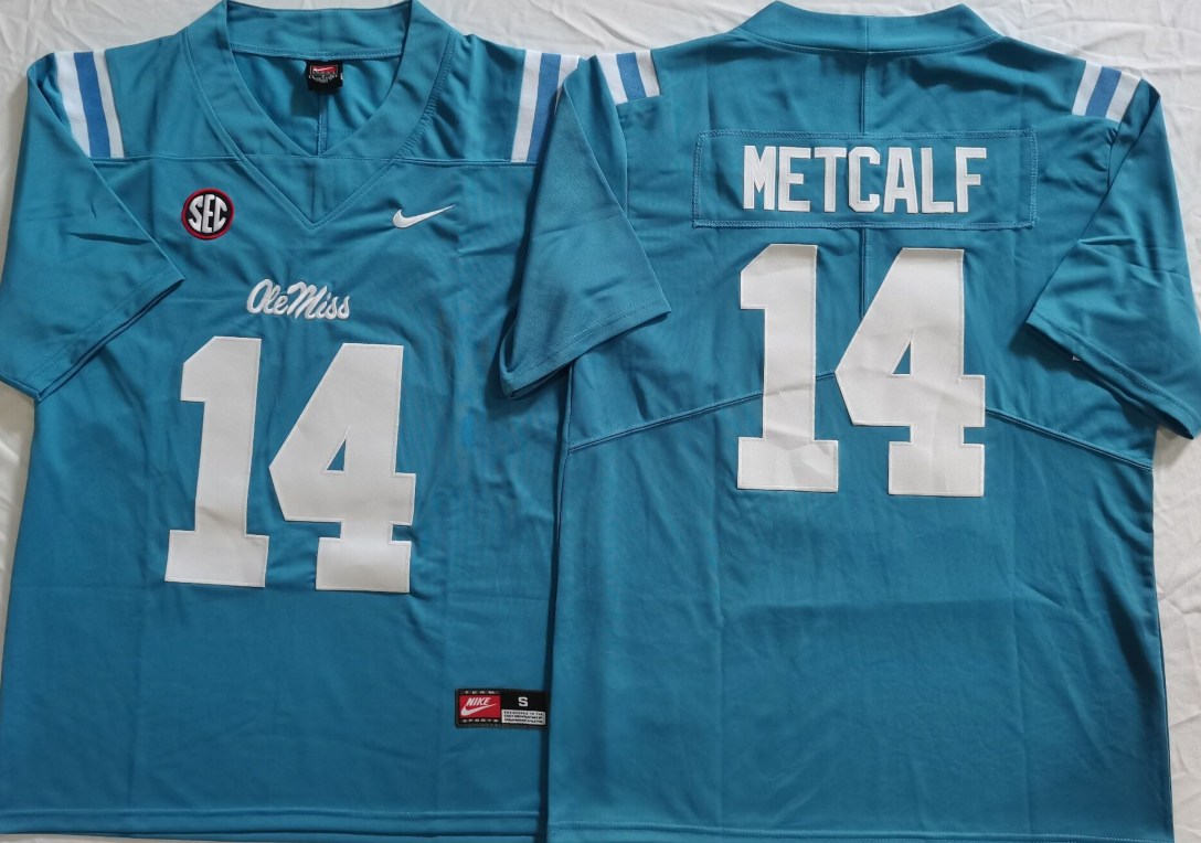 Ole Miss Rebels Blue #14 METCALF Jersey