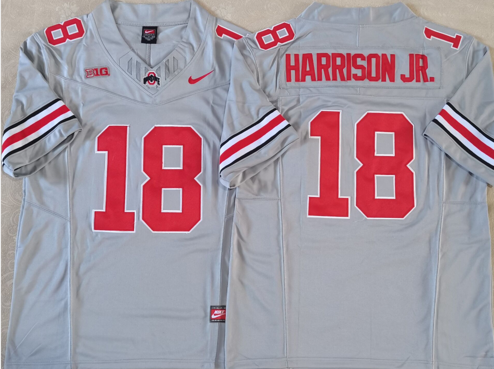Ohio State Buckeyes GRAY #18 HARRISON JR. Jersey