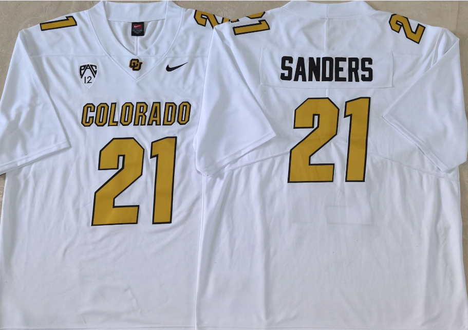 COLORADO BUFFALOES  White #21 SANDERS Jersey