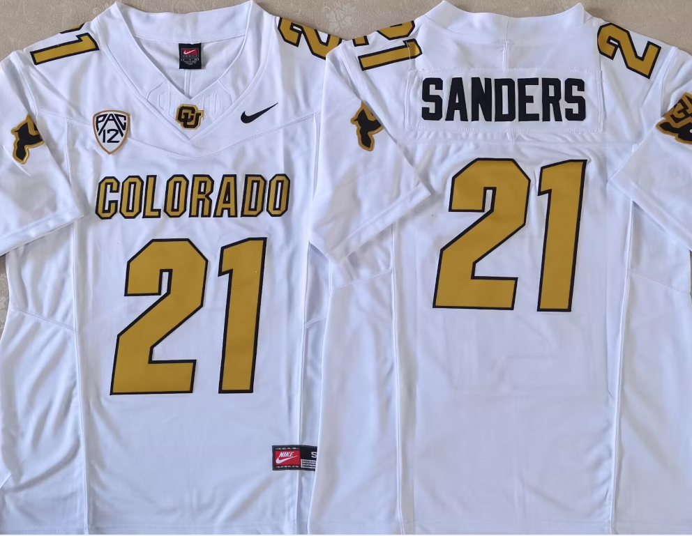 COLORADO BUFFALOES White #21 SANDERS Jersey