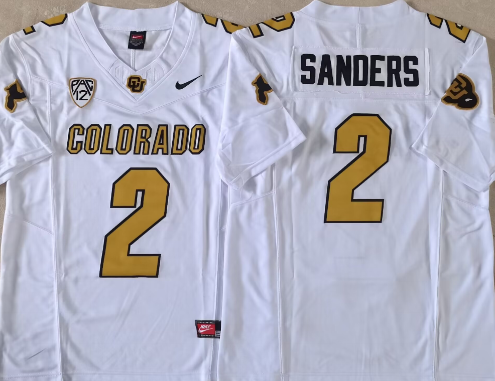 COLORADO BUFFALOES White #2 SANDERS Jersey