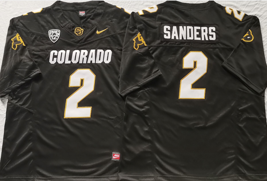 COLORADO BUFFALOES Black #2 SANDERS Jersey