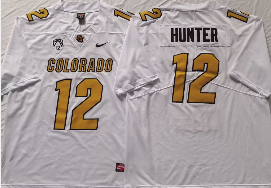 COLORADO BUFFALOES White #12 HUNTER Jersey