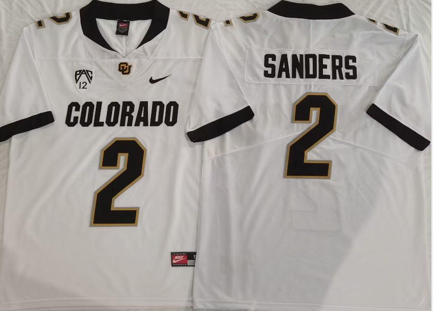 COLORADO BUFFALOES White #2 SANDERS Jersey