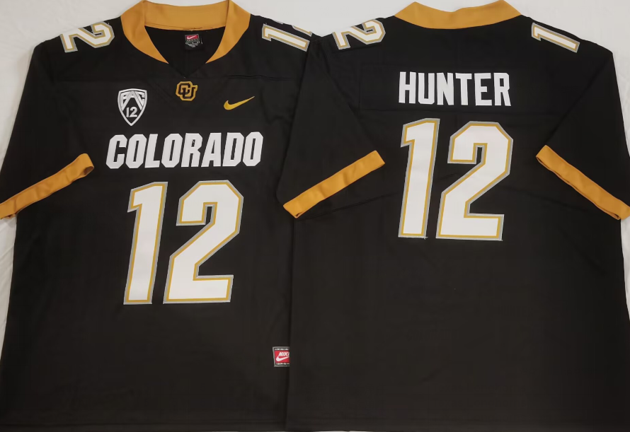 COLORADO BUFFALOES Black #12 HUNTER Jersey