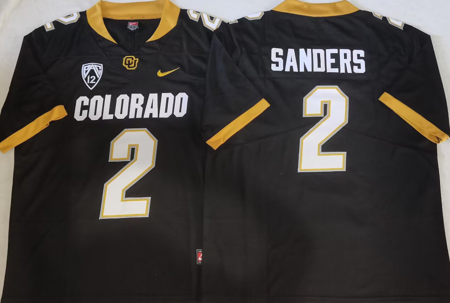 COLORADO BUFFALOES Black #2 SANDERS Jersey