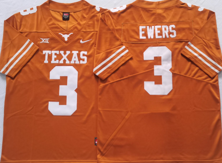 Texas Longhorns Yellow #3 EWERS Jersey