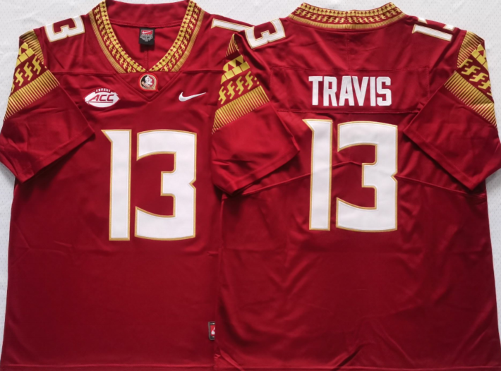 Florida State Seminoles Red #13 TRAVIS Jersey