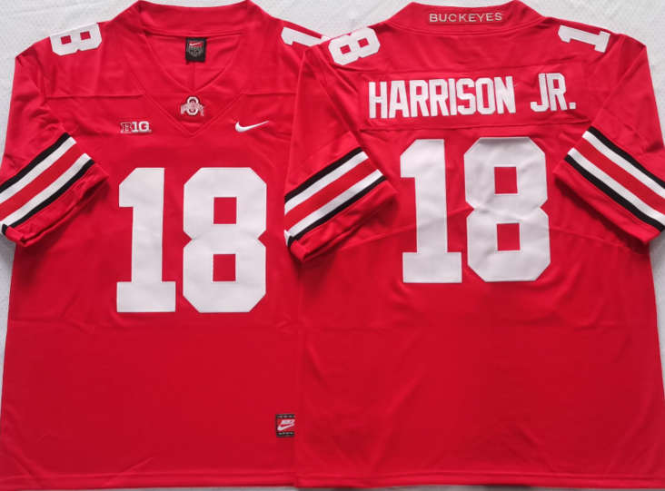 Ohio State Buckeyes Red #18 HARRISON JR. Jersey