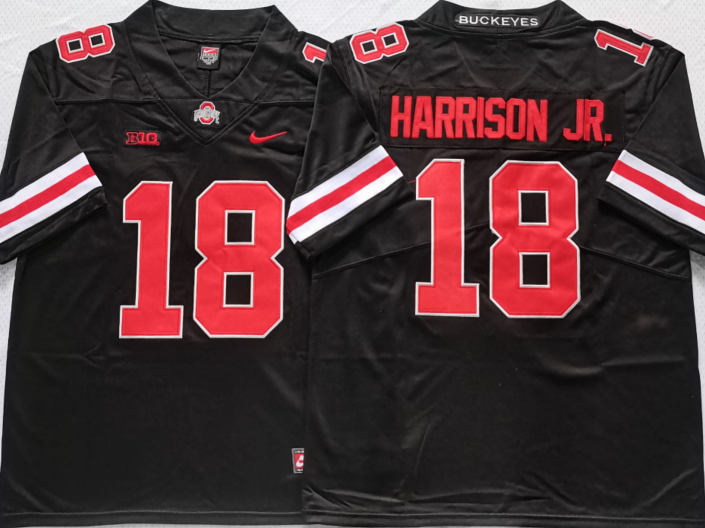 Ohio State Buckeyes Black #18 HARRISON JR. Jersey