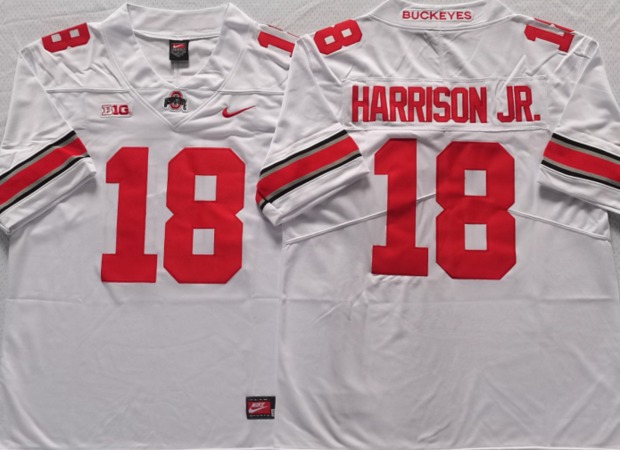 Ohio State Buckeyes White #18 HARRISON JR. Jersey