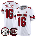 Men's South Carolina Fighting Gamecocks #16 LaNorris Sellers White 2025
