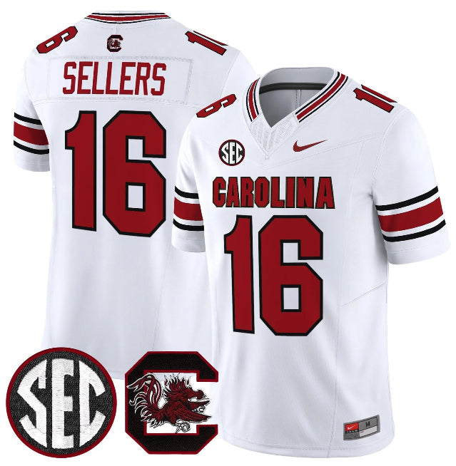 Men's South Carolina Fighting Gamecocks #16 LaNorris Sellers White 2026