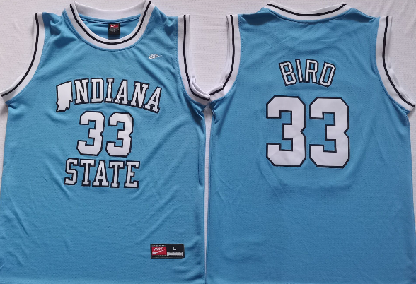 Indiana State Sycamores Baby Blue #33 BIRD Jersey