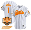 Men's Tennessee Volunteers #1 Christian Moore White Pinstripe 2024 Champions