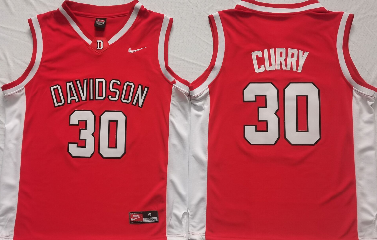 Davidson Wildcats Red #30 CURRY Jersey
