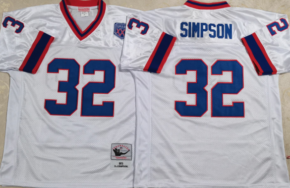 Buffalo Bills White #32 SIMPSON Jersey
