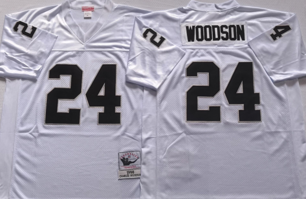 Oakland Raiders White #24 WOODSON Jersey
