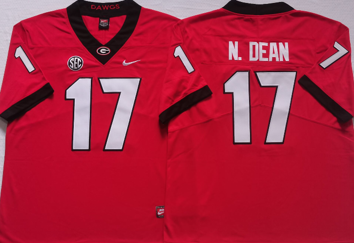 Georgia Bulldogs Red #17 N.DEAN Jersey
