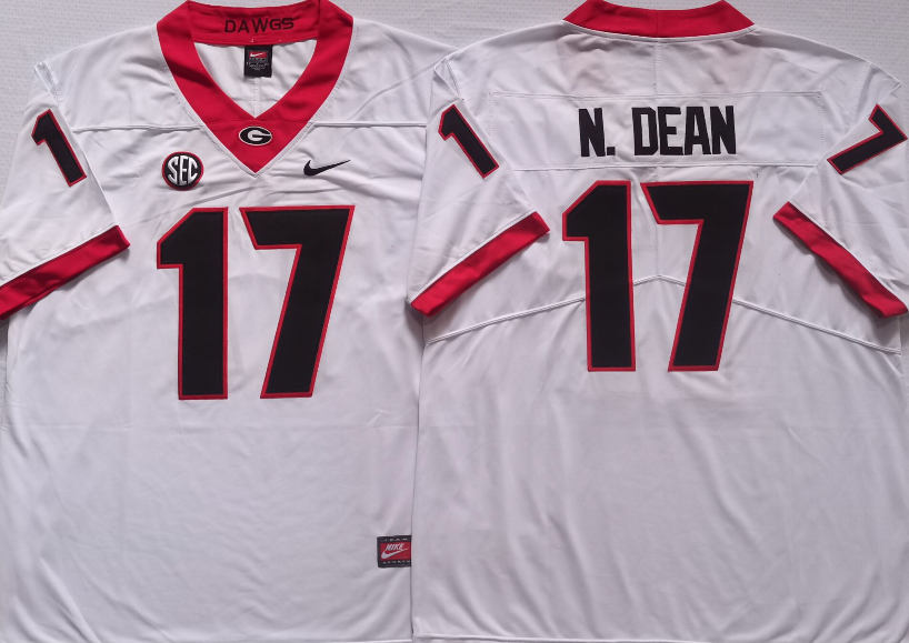 Georgia Bulldogs White #17 N.DEAN Jersey