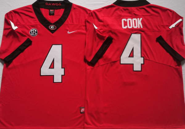 Georgia Bulldogs Red #4 COOK Jersey