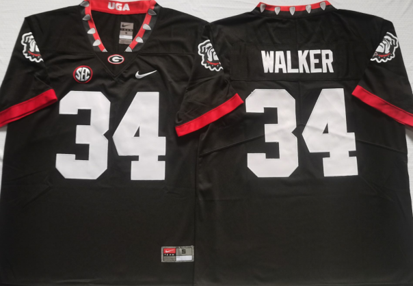 Georgia Bulldogs Black #34 WALKER Jersey