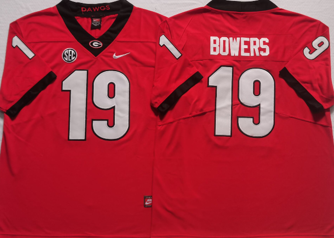 Georgia Bulldogs Red #19 BOWERS Jersey