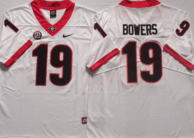 Georgia Bulldogs White #19 BOWERS Jersey