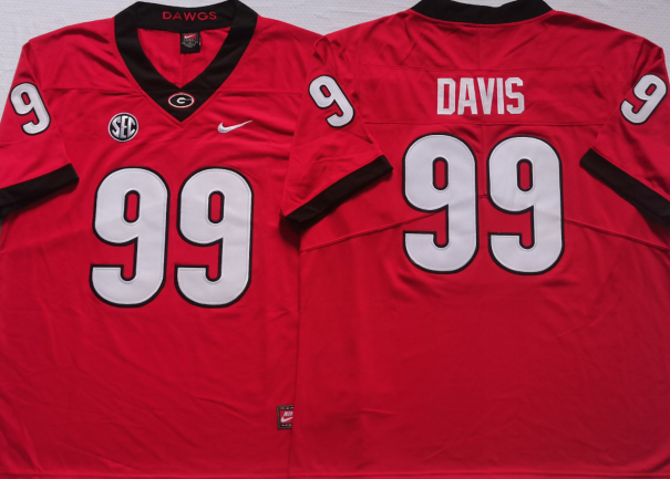 Georgia Bulldogs Red #99 DAVIS Jersey