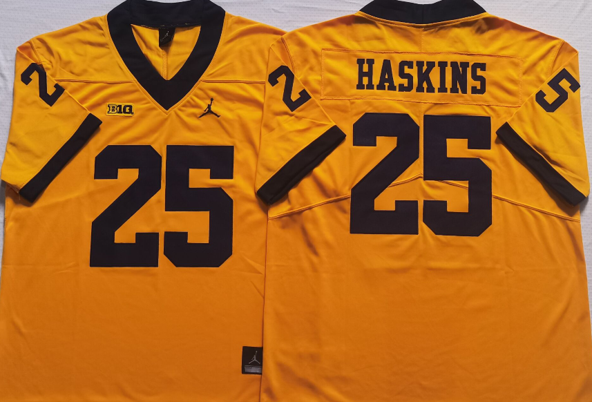Michigan Wolverines Yellow #25 HASKINS Jersey