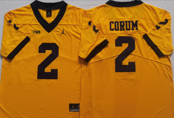 Michigan Wolverines Yellow #2 CORUM Jersey