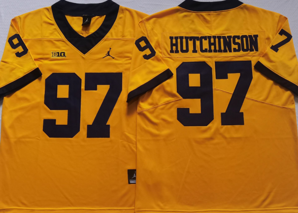 Michigan Wolverines Yellow #97 HUTCHINSON Jersey