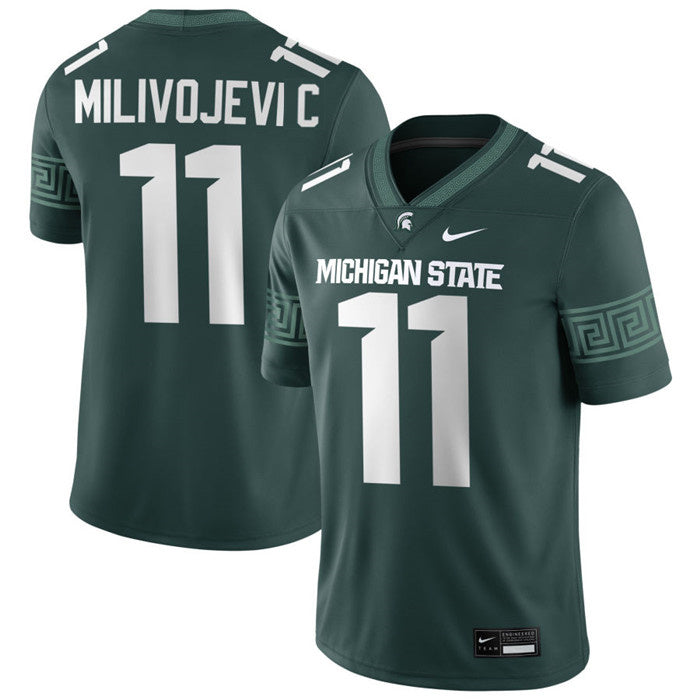 Men's Michigan State Spartans #11 Alessio Milivojevic 2025 Green