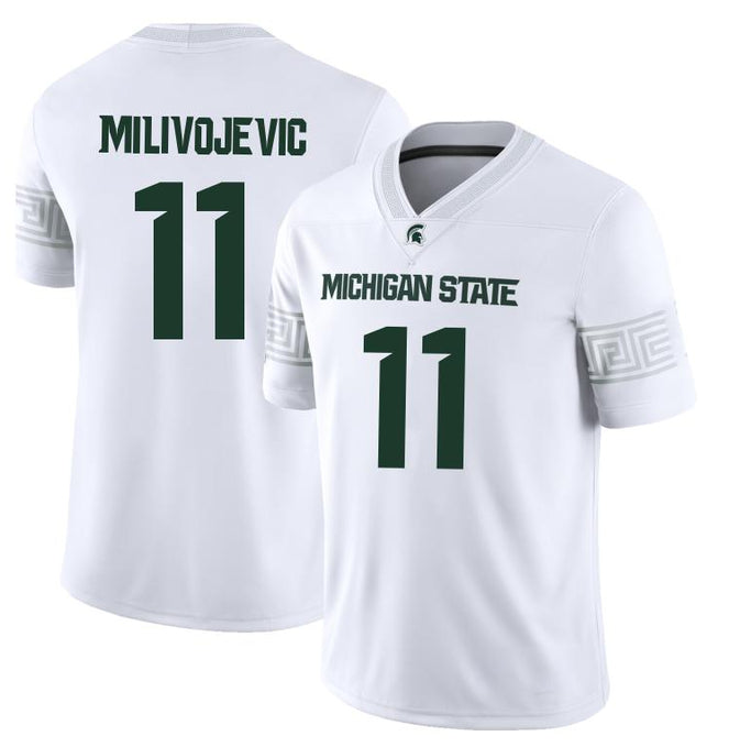 Men's Michigan State Spartans #11 Alessio Milivojevic 2025 White