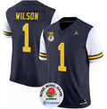 Men's Michigan Wolverines #1 Roman Wilson 2023 F.U.S.E. Navy White Rose