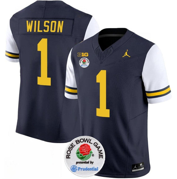 Men's Michigan Wolverines #1 Roman Wilson 2023 F.U.S.E. Navy White Rose