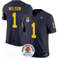 Men's Michigan Wolverines #1 Roman Wilson 2023 F.U.S.E. Navy Blue Rose