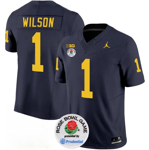 Men's Michigan Wolverines #1 Roman Wilson 2023 F.U.S.E. Navy Blue Rose