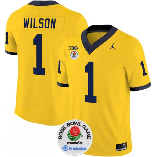 Men's Michigan Wolverines #1 Roman Wilson 2023 F.U.S.E. Yellow Rose Bowl